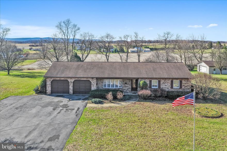 Public Auction held on-site Saturday, May 2, 2026 @ 12 Noon. Open House Saturday, April 11 & 18 from 1-3PM. Buyer required a 10% non-refundable deposit. Settlement within 45 days. Buyer pays the Real Estate Transfer Tax. List price does not reflect the final sales price. **Quiet, Country Full Brick Rancher in the Shoemakersville/Hamburg/Leesport Area on 2.04 Acres. 1452 SF Home featuring an Eat-In Kitchen & Dining area, LR, Primary Bedroom with a Full Bath, 2 additional Bedrooms, Full Bath, Covered Rear Porch the length of the house, Full Basement, Attached 2-Car Garage(extra deep), Detached 24x24 Shop/Garage with Overhead Door. A solid-built home in a very desirable, quiet & rural setting, on a level 2 Acres. Easy access to Rt. 61.