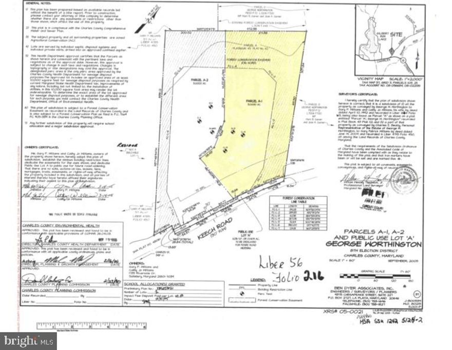 This 3 acre wooded building lot is located on Keech Road just off Route 6 in Charlotte Hall.  The lot (Parcel A-1 on the right side of the plat in photos) will have a shared entrance with 8635 Keech Road; however, do not block the entrance.  The land has recorded percs that support a 3 bedroom home.   Bring your builder and visit the property with care as the road does not have available parking.