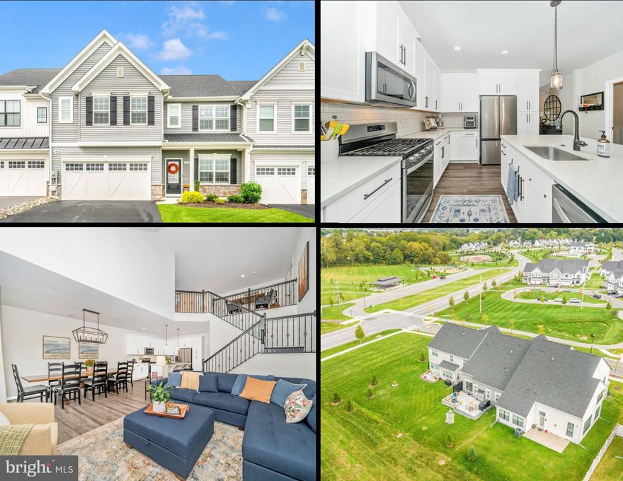 OPEN THURSDAY  4:00pm-6:00pm and SUNDAY 1:00pm-3:00pm  Better than a model home, this stunning Caspian model (Correct Square footage is 2,458 above-grade) is immaculate and offers more than $130k worth of upgrades including a 4 foot extension, custom plantation window shutters on every window, upgraded cabinetry topped with crown molding and pull-out shelving, upgraded quartz counters, Stainless appliances, upgraded flooring, upgraded light fixtures, a whole house surge protector, a custom paver patio with sitting wall, and Nest security cameras to name just a few features and there is no waiting for it to be built! This home also sits on one of the best lots in the neighborhood with HOA maintained open space in front of and behind this home so you will never have a home blocking your view or looking into your private space. With an exquisite blend of modern luxury and serene living, this stunning contemporary was thoughtfully designed for easy living and open site-lines. The gourmet kitchen is a chef's dream, featuring gas cooking, abundant cabinet space and a spacious island perfect for entertaining. The living area, complete with a vaulted ceiling, and cozy gas fireplace, seamlessly flows into the dining area, ideal for gatherings. Retreat to the primary suite, where you'll find cathedral ceilings, space for your biggest furniture, a deep walk-in closet and a spa-like bathroom. The main level also includes a home office and laundry room. The second floor hosts a family room and 2 additional generous sized bedrooms with enviable closet space. Outside, the custom paver patio allows you to enjoy dining alfresco with unobstructed views to the tree line. The city park with pavilion playground and dog park are a few hundred yards from your front door. The Kellerton neighborhood has phenomenal community amenities including a club house, fitness center, pool, firepit, basketball court and carefully planned open spaces all located just a few miles from major commuter routes, downtown Frederick’s Historic District, shopping and dining.