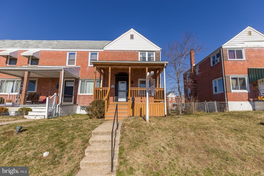 Brand New Heat and A/C!  All Brick End of Group w Awesome Front Patio, Updated Bathroom and Hardwood Floors! Features an open Layout w extra Windows and a Partially Finished Basement great for a rec room or fourth bedroom.  Large Deck to a large fenced in yard.  Home Warranty Included.  Shed as-is...can be removed if preferred.