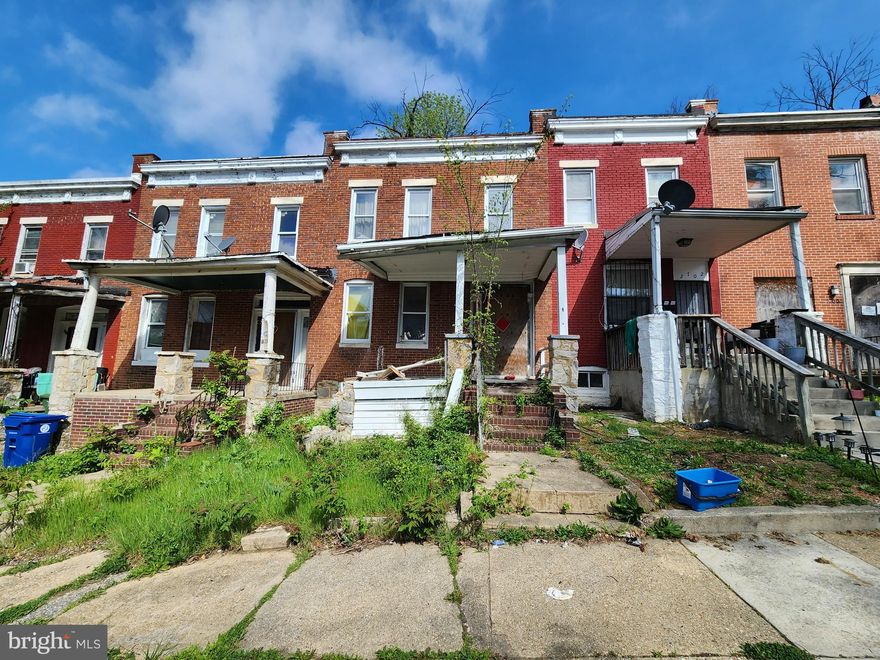 ONLINE AUCTION: This auction takes place on the Ashland Auction Group website bidding platform. Bidding begins  5/4/2026 @ 10:00 AM. Bidding ends 5/6/2026 @ 11:30 AM. The list price is the suggested opening bid. Deposit: $5,000.

This two-story, porch front townhouse is located in the Central Park Heights neighborhood of Baltimore city. Residents can enjoy the nearby facilities and attractions such as the Pimlico Race Track. The property is vacant and in need of repairs. The area provides easy access to the major traffic artery, Park Heights Ave, offering convenient routes to downtown Baltimore and other parts of the metropolitan area.

Demolition for the $400 million redevelopment of Pimlico Race Course began in 2025, marking the start of a major transformation for one of Baltimore’s most historic sports venues. The project, part of the “Pimlico Plus Plan,” will reimagine Pimlico as a year‑round racing and event destination, preserving its legendary heritage while adding modern facilities.