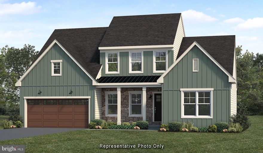 This thoughtfully designed 2-story home with a first-floor owners’ suite features an inviting front porch and a grand 2-story foyer and family room. The 2-car garage opens to a spacious mudroom complete with a craftsmen bench seat, coat hooks, and laundry room access. Stylish vinyl plank flooring flows from the foyer to the main living areas with a carpeted study to the front of the home. The kitchen, well-appointed with stainless steel appliances, quartz countertops, tile backsplash, and large island and pantry, opens to the sunny breakfast area with access to the rear deck. Adjacent to the kitchen is the bright family room accented by a fireplace. The spacious owner’s suite on the first floor includes a private bathroom and an expansive closet. On the 2nd floor are 2 additional bedrooms, a full bathroom, and loft space.