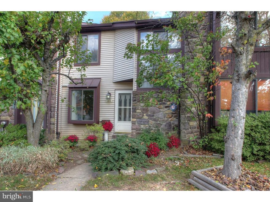 Great Value in Newtown Borough! This 2 bedroom townhome is a low maintenance, commuter's dream! Freshly painted with a nice neutral palette and new carpeting throughout. New kitchen cabinets with granite countertops. Open concept living room/dining room with wood burning fireplace. Sliding glass doors open to a quaint partially fenced in yard with patio and plenty of room for a BBQ. Upstairs you will find 2 bedrooms, a remodeled bathroom with cherry cabinetry and double vanity, and the laundry. One of the fewer homes in this development with a full finished basement that makes a perfect family room or bonus space. All this in the highly acclaimed Council Rock school district and walking distance to Goodnoe Elementary School. Community pool, tennis, basketball courts, and playground. This property won't last! Excellent opportunity to be in the borough at an affordable price!