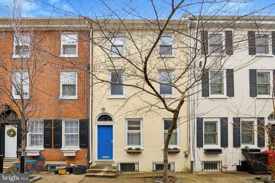 Lovely 3 bedroom, 1 full bath, 2 half bath home on a charming and quiet tree lined street just footsteps from Rittenhouse Square and all the amenities of Center City. First floor features high ceilings, exposed beams, and an updated kitchen. The spacious rear patio (approx 16’ by 10’) is perfect for entertaining and could be fenced / walled off by the next owner to make it more private.. The second floor is home to the hall bathroom and a large front bedroom with great light and a walk in closet. Third floor features two bedrooms as well as a half bathroom in the hall. A fourth floor loft space provides ample storage space and allows the finished basement with its high ceilings and half bath to be used exclusively as additional living space. Don’t miss this wonderful home in the heart of it all.