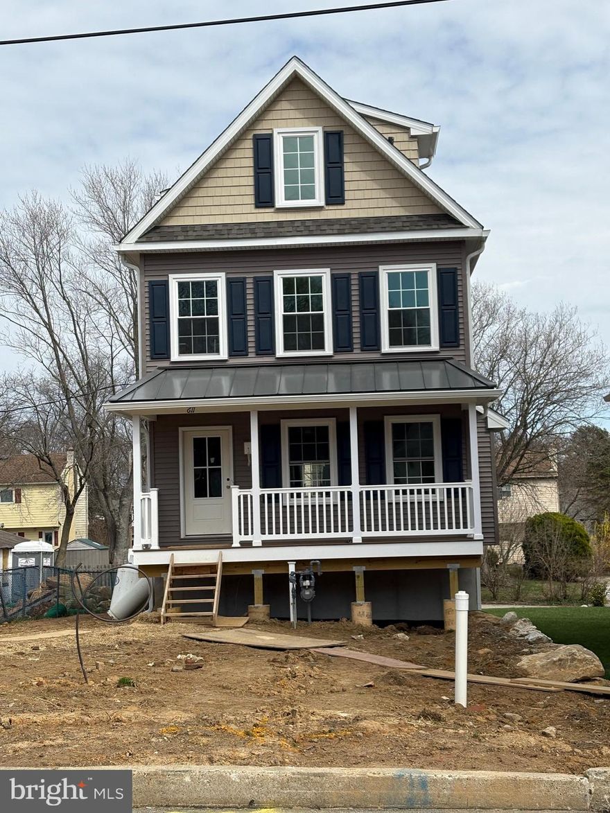 New construction in Upper Providence Township within walking distance of Media Borough's State Street.  Approximately one block to Cherry Street Field and just a few more to Barrall Community Park.  This 5 bedroom, 5 bath home is a McKenna Simpson creation currently under construction. This 2460 square foot home in the "Season Streets" of Upper Providence has another 700 square feet of finished space on the lower level.  There is room to grow in this 5 bedroom (3 on the 2nd floor & 2 on the 3rd floor),  3 full bath (TWO with tub) and 2 powder room home with lower level laundry.   The partially finished walk-out basement leads to the backyard and optional off-street parking.  The covered front porch and sizeable back deck ensure plenty of time to be outdoors.  Enjoy the gourmet kitchen with center island, pendant lighting, quartz counters, and designer backsplash - a chef's kitchen as beautiful as it is functional.  Kohler fixtures, Century Avalon cabinetry, Bosch dishwasher, Fisher & Paykel panel refrigerator, 6 burner GE gas range, Zephyr Tornado hood & Sharp drawer microwave complete your appliances. Recessed lighting, ample counter space and plenty of storage make the kitchen easy to organize.  The large deck directly accessible from the kitchen allows for indoor/outdoor entertaining and use.  Hickory hardwood flooring and large windows throughout provide a warm feeling and natural light.   In addition to the kitchen, the main level includes a dining area, living room and gas fireplace with remote control.  3 bedrooms on the second floor include a primary with en suite full bath and 2 additional bedrooms that share a full bath.  2 more bedrooms on the 3rd floor are served by a third bath with tub/shower  The HVAC system by York is easily accessible through the lower level utility room.  In addition to a large laundry room on the lower level, the walkout basement includes a home office and recreational/entertainment/play space.  This home has a high efficiency gas furnace with direct fired hot water heater to ensure an (almost) endless supply of hot water.  The rear of the property is accessible by Hare Street and allows for optional off-street parking.  Please note:  the real estate taxes and assessed value are estimates only and will be finally determined if and when the property is reassessed.  As with each McKenna Simpson project, 611 Summer Street is being thoughtfully constructed by master craftsmen using only the finest materials.