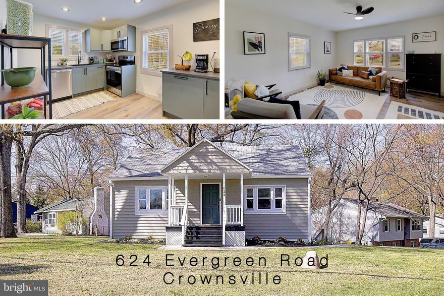 Welcome home! Tucked away in the serene, sought-after community of Arden on the Severn, this stunning home offers the perfect blend of luxury, comfort, and nature. Nestled on a large corner lot with quick water access, this property is a rare gem for those seeking tranquility yet needing the proximity to Annapolis, Baltimore, or DC. Honestly, you will always feel like you are on vacation here! 

This charming rancher offers two bedrooms upstairs, an updated full bathroom, a tastefully renovated kitchen, and a large living space. In the basement, you will find additional space to entertain, an updated full bathroom, a room that could be used as an extra bedroom or office, and plenty of storage space. The walk-up attic area offers plenty of additional space for storage as it is completely decked and spacious. Recent upgrades include flooring, recessed lights, overhead fans, kitchen cabinets and countertops, HVAC system, and a BAT on-site sewage disposal system. 

The house sits on a spacious corner lot and offers plenty of outdoor space and off-street parking. This is the perfect backyard for entertaining friends and family. The community does not have a required HOA so it allows for easy storage of your boat, jet ski, RV, or trailer on your own property. The amenity-rich community offers access to 4 beaches, 3 boat ramps, tot lots, and ball fields. The neighborhood is quiet but very active -- offering a robust monthly calendar of community activities and events. 

624 Evergreen Road offers easy access to 97 for commuting into Annapolis, Baltimore, DC, or Ft. Meade areas. It is also conveniently located for shopping and outdoor activities like boating, biking, or hiking. Just imagine getting off work and taking the boat out for a nice sunset ride. Don't miss this unique opportunity to own a slice of paradise in Arden on the Severn!