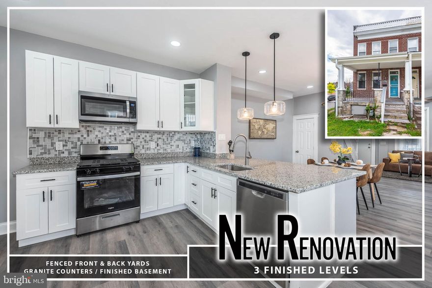 Stunning Renovated End-of-Group Townhome with Welcoming Front Porch! This beautifully updated home offers three fully finished levels of stylish and functional living space. Step inside to an inviting open-concept main level featuring warm wood laminate flooring throughout, perfect for entertaining or everyday living. The spacious living room is anchored by a sleek electric fireplace, adding cozy ambiance and modern flair. The adjacent dining area flows seamlessly into a beautifully updated kitchen with gleaming granite countertops, stainless steel appliances, and ample cabinetry—ideal for any home chef. 
 Upstairs, you’ll find three generously sized bedrooms filled with natural light and a full hall bathroom with timeless finishes. The finished lower level expands your living space with a large family room, a dedicated office area, and a second full bath—perfect for guests, a home gym, or remote work.  Outdoor living is just as appealing with a private, fully fenced backyard featuring brand-new wood fencing—perfect for relaxing, gardening, or entertaining. A fenced front yard adds charm and curb appeal to this already impressive home. This move-in-ready gem combines classic comfort with thoughtful updates in every corner.