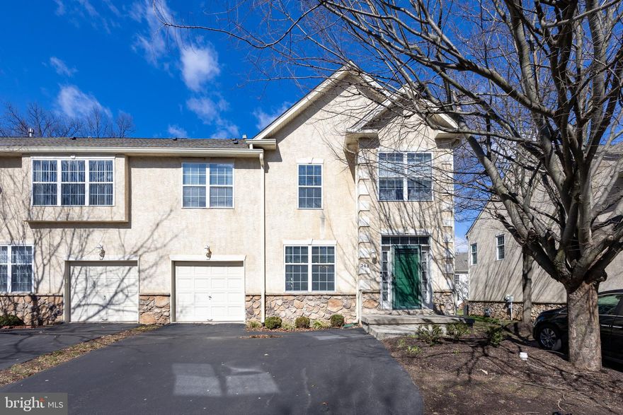 Welcome to this beautiful 4-bedroom, 2.1-bath end-unit townhome in the Hampton Green community. This spacious four-bedroom features numerous upgrades and thoughtful design details. Interior highlights include an open floor plan, elegant hardwood floors throughout the second floor and hallway, and in the living room, dining room, and family room. The kitchen has an upgraded granite countertop and island, cabinets, and tile flooring. The open living and dining areas with hardwood floors. The family room, also featuring hardwood flooring, is enhanced by a fireplace. The kitchen features a granite countertop, an island, a backsplash, a pantry, tile floors, and a large slider to the deck. The first floor includes a powder room and a door leading to the garage. The upper floor includes a spacious primary bedroom with hardwood flooring, a walk-in closet, crown molding, and a ceiling fan. The primary bathroom features both a soaking tub and a shower. Additionally, the upper floor features three more bedrooms with hardwood floors and a spacious hall bathroom. The laundry room on this floor makes doing laundry easy and convenient. The finished basement adds extra space and a room that can be used as an office or adapted to meet various needs. The home is situated in the award-winning North Penn School District and is easily accessible to Routes 309, the PA Turnpike, and the 202 Bypass. Nearby shopping includes Montgomery Mall, Costco, and many restaurants. Don't miss out on this exceptional, well-maintained home!