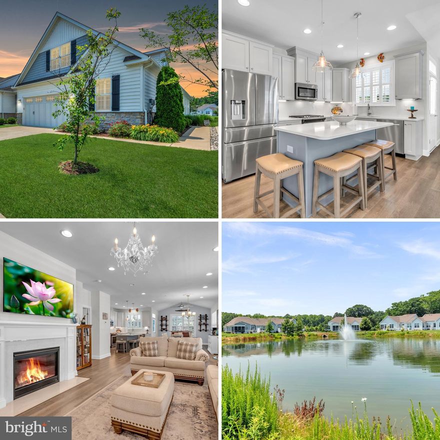A Stunning Luxury Villa!! This is your opportunity to enjoy carefree 55+ living. Spacious & Elegant Villa in Bay Bridge Cove's Premier Community!

The Laurel Model - 3-bedroom, 3-bath villa with the flexibility of a 4th bedroom option upstairs. Boasting the largest square footage in the community, this exceptional home offers over 2,800 sqft of thoughtfully designed living space on a premium end-unit lot, backing to a serene community pond.

Step inside and experience effortless elegance. Luxury Vinyl Plank (LVP) flooring flows seamlessly throughout the main level, enhancing the warmth and sophistication of the open-concept living, dining, and kitchen area. Plantation shutters grace every window, blending privacy with timeless charm. 9' first floor ceilings with oversized windows and recessed lighting with tons of natural light. 

At the heart of the home, the gourmet kitchen is designed for both style and functionality, featuring stainless steel appliances, upgraded quartz countertops, and 42" sleek cabinets equipped with pull-out shelves and soft-close drawers. Beautiful island pendant lighting adds a touch of elegance, making this space as inviting as it is practical.

The expansive primary suite is a sanctuary of its own, boasting two closets, an inviting sitting room overlooking the beautiful pond, tray ceiling and a spa-like en suite featuring a designer tiled walk-in shower. A well-appointed guest room and full bath complete the first floor, offering comfort and convenience.

Venture upstairs to a versatile second-level retreat, ideal for guests or extended stays. Here, you'll find a spacious private living area, a full bath, and a generously large sized 3rd bedroom.  The loft/4th bedroom/family room  or office space is a perfect haven for relaxation.

Beyond the interiors, this villa features a 2-car attached garage with ample storage, including a dedicated workshop bump-out for hobbies and organization. A outdoor patio area for you to relax and enjoy the quiet life of the Eastern shore.

The community includes innovative, energy-efficient luxury villa homes along with a breathtaking clubhouse. Set within the vibrant Bay Bridge Cove 55+ community, residents enjoy resort-style amenities, including a clubhouse, fitness center, card room, library, billiards, party room, outdoor pool, dog park, community garden, pickle ball and bocce courts, and so much more. Plus, you are just minutes from shopping, dining, and the scenic Chesapeake Bay Bridge.

Don’t miss the opportunity to call this exceptional property home—schedule your tour today!