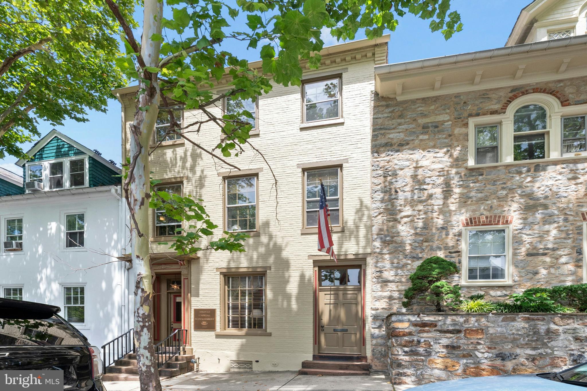 The Bethlehem Star
On one of Historic Bethlehem’s most admired streets, just a half block up from Main
Street, this 1835/45 historic, brick home was built prominently between a 1700’s
wheelwright shop and a general store. The property was home, for over 150 years, to
both Moravian Church offices and Saucon Mutual Insurance. Over that time, property
records were housed in a vault on the first floor of 74 W. Market. Saucon Mutual
Insurance (est. 1832) provided insurance for the early Moravian community property
owners. The two top floors served as a private residence, a unique enhancement for the
time. For the last 25 years it has housed offices for a financial services company.
Located in Bethlehem’s Central Business District, in charming Historic Bethlehem, this
property offers a great opportunity to invest in a highly visible and high volume location.
Dual front entrances and an intriguing floor plan provide flexibility for your future
design. Potential uses should be investigated with the City of Bethlehem.
This historic building boasts 9’-10’ ceilings and period appointments, a nod to a stunning
legacy. From the top floors there are wonderful views of the Moravian Church Belfry
and the Star of Bethlehem.