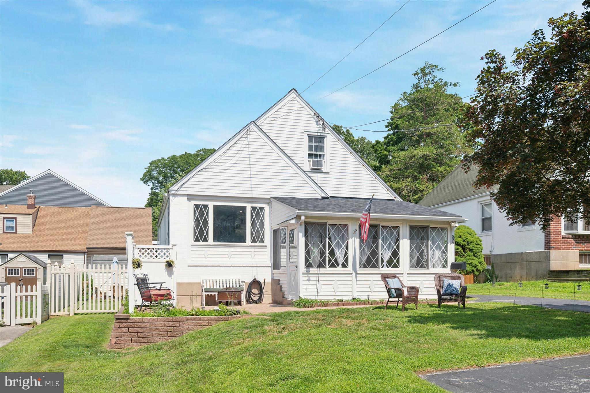 Welcome to 555 Grand Avenue - a beautifully maintained Cape Cod-style home nestled in the sought-after Haverford Township. This home offers the perfect blend of comfort, updates and functionality. From the moment you arrive you will fall in love with the homes charm from the front patio to the enclosed from porch. You will also immediately notice the expanded driveway with space for multiple vehicles, a good-sized fenced in yard including two oversized sheds for ample storage, the exterior has everything you need for convenience and outdoor enjoyment. Through the front porch you will enter into the light and bright living room that opens to the kitchen. The kitchen has ample cabinet and countertop space and bar seating. Right down the hall you will find a full bathroom and the primary suite which features a large walk-in closet and a bonus room that could be a great office or "get ready" room. Upstairs you will find two additional bedrooms and another full bathroom. The basement has been partially finished and would be perfect for a playroom, home office, or extra living space. There is a dedicated laundry room and another separate storage room. Enjoy peace of mind with numerous recent upgrades, including a new roof and attic fan (2024), new HVAC system with heating pump - with oil backup (2023), and a new fence (2023). The home also features Pergo laminate flooring, new carpets (2023) and updated recessed lighting (2023) throughout the first floor, adding a modern touch. Whether you’re starting out, downsizing, or simply looking for a move-in ready home, look no further than 555 Grand Avenue!