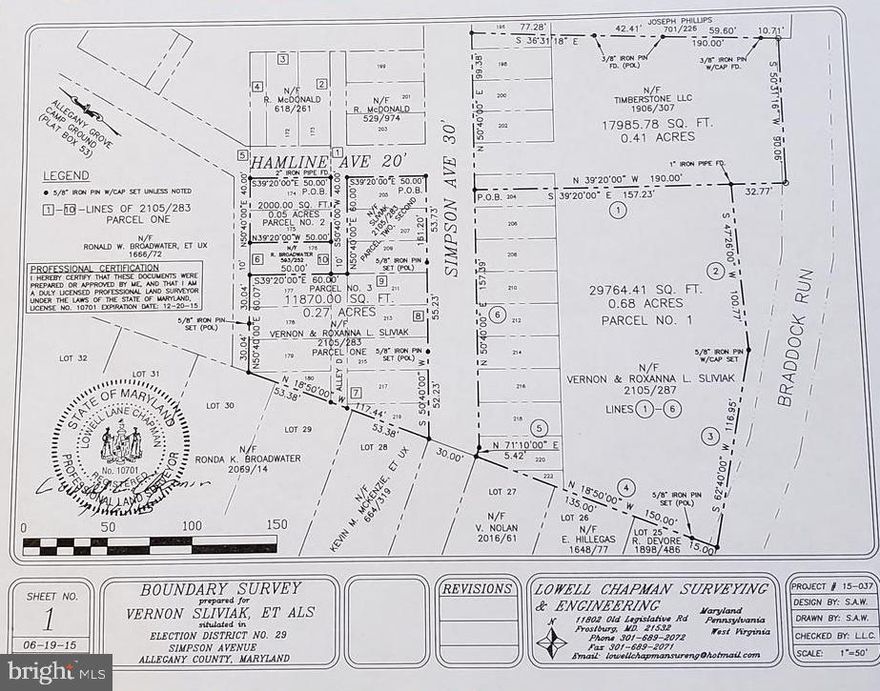 Level Commercial Land in The Heart of LaVale!  Public Utilities, Close Access to Interstate Interchange.