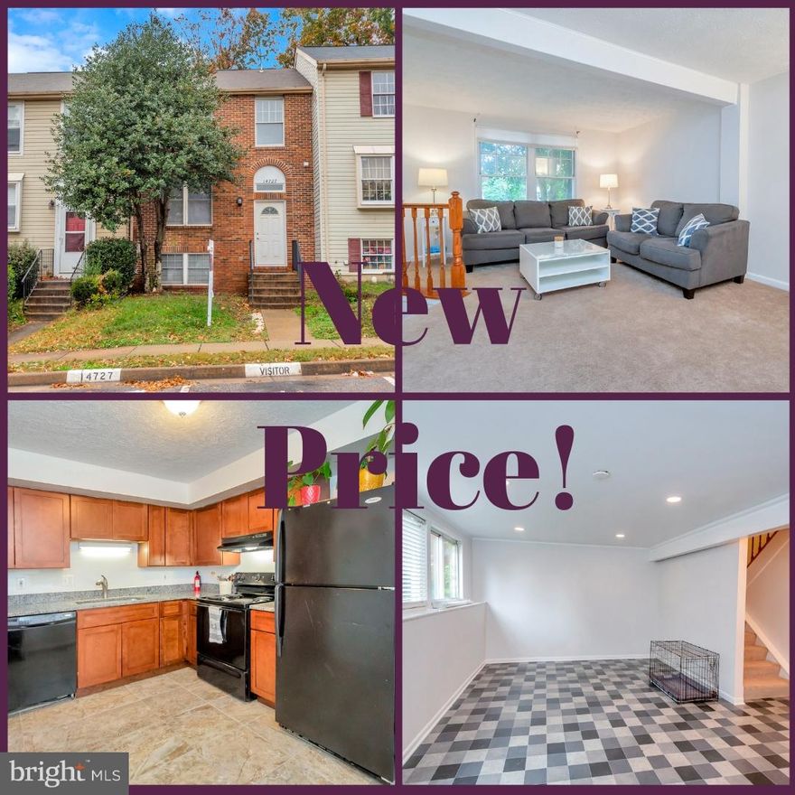 Beautiful interior unit townhouse. Renovated kitchen and baths! Updated appliances, granite countertops, cherry kitchen cabinets, new carpet, ceramic tile floors, freshly painted throughout and more. Located near tons of shopping, recreation, and commuter lots. Great natural lightening and open floor plan with 3 bedrooms, 2.5 bathrooms, and a finished basement. Don't miss out!