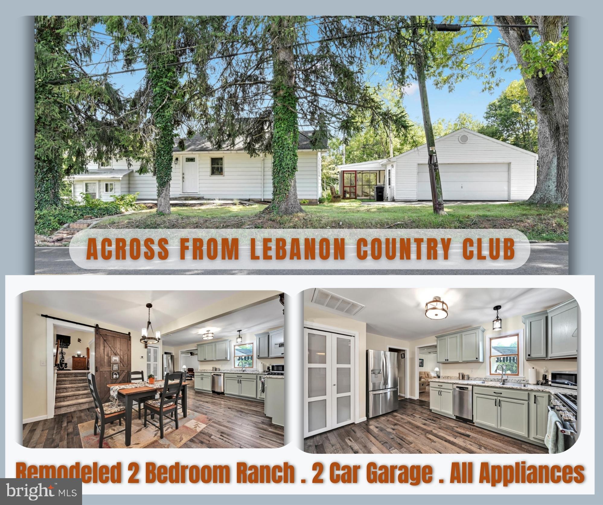 Move-In Ready Rancher Across from Lebanon Country Club⛳🏌️
This beautifully remodeled 2-bedroom, 1-bath ranch home offers stylish updates and unbeatable convenience—all located directly across the street from the Lebanon Country Club golf course.
Step inside to an inviting open floorplan that makes daily living and entertaining effortless. The gorgeous new kitchen shines with stainless steel appliances, added pantry space, and plenty of room to cook and gather. A first-floor laundry, complete with a brand-new stackable washer and dryer (included), adds everyday ease.
The spacious living room features brand-new carpet and a cozy wood/coal stove for charm and supplemental heat. Major mechanical upgrades include a new propane furnace, central air, 200-amp electric service, and a recent hot water heater—ensuring comfort and efficiency for years to come.
Outside, you’ll find everything you need to enjoy life at home: a 24’ x 26’ detached 2-car 🚗garage with workshop, plus a 10’ x 18’ screened-in porch/pavilion perfect for outdoor relaxation. A 12’ x 12’ shed adds bonus storage on the .29-acre lot.
With nothing left to do but move in and enjoy, this home is a true gem in the Cornwall-Lebanon School District—whether you’re a golfer, hobbyist, or simply looking for a low-maintenance lifestyle in a prime location.