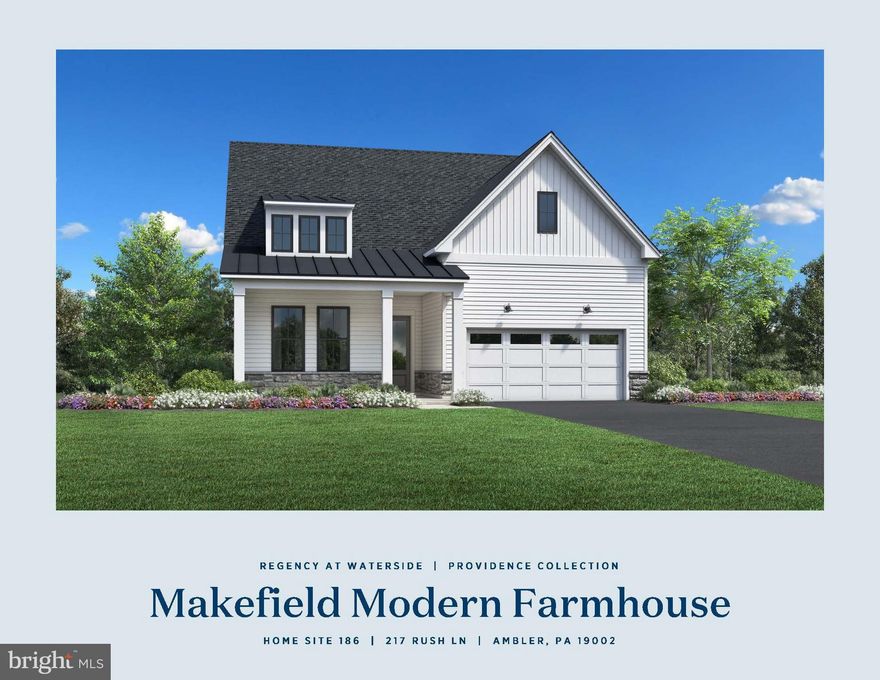 Welcome home to Regency at Waterside and the Makefield Modern Farmhouse featured in our Providence collection.  This Quick Move-In home is available for an immediate delivery. Our amazing Design Studio has selected the latest interior most pleasing color palette that will wow you!  The  open concept home design showcases 3  bedrooms, 3 baths, an office space.  The kitchen with gourmet stainless steel appliances and quartz countertops on your  center island will be  wonderful for entertaining guests.  The highlight of our amazing community  is our 10,000 square foot clubhouse featuring an indoor pool, bocce courts,  fitness center , putting green, dog park and so much more.    Builder incentive applied to price shown, make an appointment to see this home today.