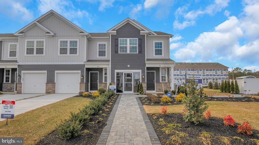 Tides at Ocean Club offer the only opportunity to own a New Construction, Two-Story Townhome in Egg Harbor Township, with easy access to major commuting routes situated within an amenity filled community offering a 7,500 Sq. Ft. Clubhouse, Outdoor Pool, Basketball Court, Playgrounds, Tennis Courts, Bike Rack & Walking Trails! Tides at Ocean Club is placed perfectly in Egg Harbor Township, only 2.9 miles to the Garden State Parkway and 1.4 miles to the AC Expressway for easy commuting to Northern New Jersey, Philadelphia, Atlantic City and Jersey Shore destinations!

The Delmar by D.R. Horton is a stunning new construction 2 story townhome plan featuring 1,500 square feet of living space including 3 bedrooms, 2.5 baths and a 1-car garage. The convenience of townhome living meets the amenities of a single-family home with the Delmar. The main level eat-in kitchen with large pantry and modern island opens up to an airy, bright dining and living room. The upper level features 3 bedrooms, all with generous closet space, a hall bath, upstairs laundry, and spacious owner’s suite that highlights a large walk-in closet and owner’s bath with double vanity!

Your new home also comes complete with our Smart Home System featuring a Qolsys IQ Panel, Honeywell Z-Wave Thermostat, Amazon Echo Pop, Video doorbell, Eaton Z-Wave Switch and Kwikset Smart Door Lock.  Ask about customizing your lighting experience with our Deako Light Switches, compatible with our Smart Home System!  *Photos representative of plan only and may vary as built.     **Now offering closing cost incentives with use of preferred lender. See Sales Representatives for details and to book your appointment today!