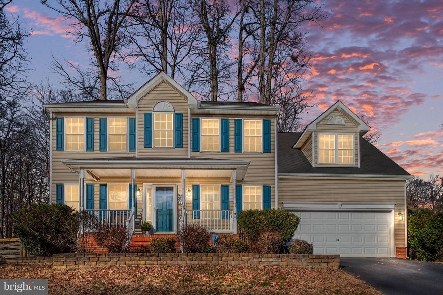 Welcome to 24 Sharpsburg Lane! A spacious 4-bedroom, 3.5-bathroom colonial situated at the quiet end of a cul-de-sac in Cannon Ridge. **This property is eligible for 100% financing through USDA and is also eligible for a $17,500.00 grant through Bank of America! (income limits and other stipulations apply). Reach out for more info!!** This beautiful home is close to local amenities like the VRE, commuter lots, shopping, and dining in Fredericksburg, with Quantico just 25 miles away. It offers a blend of modern updates and classic charm.

Step inside to find recent upgrades, including luxury vinyl plank flooring throughout the main level, updated bathrooms and kitchen, fresh paint, and a newer HVAC system. Enjoy relaxing mornings on the covered front porch or back deck. The living room's gas fireplace adds warmth, while the bay window in the breakfast room brings in natural light. The custom built-in bench seating in the breakfast area is perfect for the space and the table conveys! The partially finished basement features a recreation room and full bathroom. 

Outside, the fenced backyard with mature trees offers privacy, a spacious deck, and a horseshoe pit for entertainment. Come spring, the backyard blooms with hundreds of tulip bulbs, adding natural beauty to the space. Schedule your showing today!