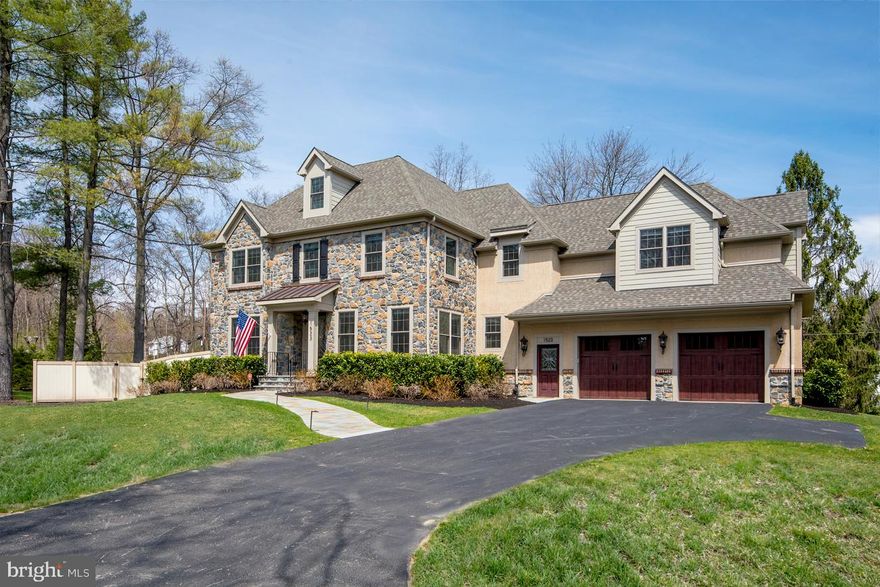 Whether you're looking for comfortable family living or hosting a crowd on special occasions, this gorgeous custom-designed home with upscale modern finishes is ideal for every mood. This prime location is close to the city, yet feels like a private nature retreat tucked into the hills with lush surroundings and a large private fenced-in backyard. Willowbrook is a quiet street, but connects to both Spring Mill & Montgomery Ave, so the best of the Main Line & King of Prussia are just around the corner. The newest home in the neighborhood, this 5 bed 4.2 bath gem by Farley Homes is nestled on a large level lot in exclusive Villanova with friendly neighbors, kids of all ages & top-rated Lower Merion Schools. Curb appeal is striking, with a beautiful interior to match: highlighted by an open floorplan, perfectly designed for daily living & entertaining. The architecture incorporates the area's historic character on the outside & embraces a fresh clean look inside that's well suited for either classic or contemporary furnishings. Many enhancements throughout include an extensive trim package & custom tile work.  Generous public spaces bring people together, while intimate spots are available when you crave your alone time. A front door with etched glass opens to a central foyer with hardwood floors & wide openings to main rooms. The beautiful staircase has a continuous flow to the upper & lower levels. An elegant kitchen merges seamlessly with the living room where the family can watch TV & sit by the fire. Glass doors lead to the bi-level slate patio with mature trees, new plantings & rain garden for the ultimate outdoor experience. Stylish chef's quarters feature Cararra marble, professional Viking appliances, custom cabinetry & crown molding. Serve appetizers at the island & move on through the butler's pantry bar to make drinks before sharing a meal in the dining room. Start off your mornings in the sun-filled breakfast area, along with a guest powder room, foyer & formal living and dining on this level. The second level presents well-proportioned bedrooms allowing the family to live in close proximity & still have privacy with their own bathrooms. Suites include a stunning master with tray ceiling, huge dressing closet & luxurious marble spa bath, plus a second suite opposite the master. A laundry room, versatile finished attic space, enormous lower level rec/theater room for any kind of party, central air, & whole-home backup generator make this home a must-have!