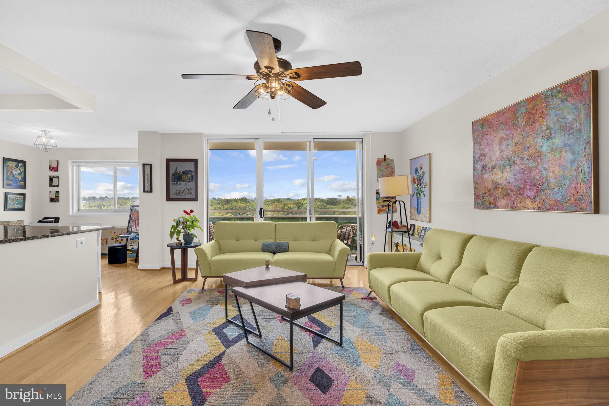 Experience elevated living and take advantage of an Assumable VA loan at an incredibly low 2.9% interest rate! This spacious, beautifully updated 2-bedroom, 2-bath corner unit offers sweeping views from the 11th floor and a private balcony—perfect for sunrise coffee or sunset unwinding. Light-filled and thoughtfully designed, the home features an open layout, generously sized rooms, and tasteful finishes throughout. Recent upgrades include a brand-new washer/dryer combo (2025), new refrigerator (2025), upgraded kitchen flooring (2024), and stylish lighting fixtures (2022). Additional enhancements include ceiling fans in every room, a custom tile backsplash, new carpet, and a modern barn door that separates the living and entertainment areas. Enjoy the peace and privacy of a true corner unit with neighbors on only one side, plus a reserved parking space conveniently located just outside the front entrance.
Ideally located moments from the shops, dining, and charm of Main Street Takoma, and steps from the scenic Sligo Creek Trail—perfect for walking, jogging, or biking. With the highly anticipated Purple Line light rail coming soon, transit access will be even more convenient. Just minutes to the Takoma Park Farmers Market, local parks, and public transportation.
Don’t miss this incredible opportunity to own a gem in the sky!