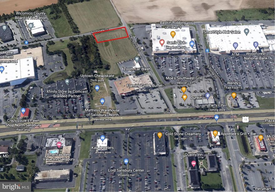 1.39 Acre lot adjacent to Sam's Club in the busy North Salisbury corridor.  Located at the intersection of Hampshire Road & Northgate Drive, Salisbury, Wicomico County, MD.   Located in the city limits.  Zoned General Commercial which is very flexible allowing a wide variety of uses including: retail, shopping center, office, service, wholesale business, warehousing, light industrial uses and many more.  Convenient to US Route 13 (less than 1/4 mile) and close proximity to US Route 50 bypass.