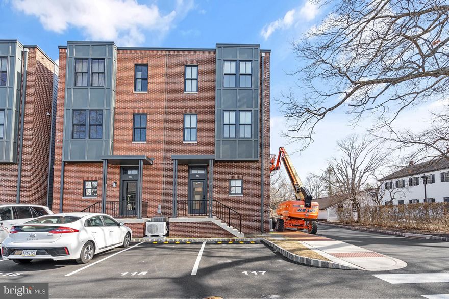 Welcome to 117 Thornton Lane in desirable Newtown Borough. Here is your opportunity to buy a brand new construction corner brick town home. This property has 4 bedrooms, 3 full bathrooms, 1/2 bathroom on first floor, office, fully finished basement with storage and much more! The basement could easily be used as a fifth bedroom, or office or any space you can imagine. Modern finishes throughout include stainless steel appliances, quartz countertops, hardwood flooring, high ceilings with recessed lighting and an open floor plan with plenty of natural light. This home also includes two deeded parking spots right behind the property. This property is surrounded by the best restaurants, bars, shopping, brunch spots in Newtown Borough. City living but in the burbs! Everything needed is within a short walk. There are also two great parks within a short drive; Core Creek Park and Tyler State Park. Very close to I95 N&S, easy access to Philadelphia or NYC and the Turnpike. Short drive to Doylestown / New Hope which has many attractions. Schedule your showing today. Property is available asap and easy to show.