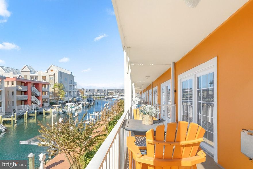 Exceptional opportunity to step into a proven rental property with an existing book of rentals, steps from the White Marlin Open marina. This turn-key waterfront condo is ideally positioned along the marina in the heart of Ocean City, offering strong rental demand and an unbeatable coastal location. The open, light-filled layout features southern exposure, canal and marina views, a well-appointed kitchen with granite countertops and stainless-steel appliances, and a comfortable living area with a gas fireplace and private balcony. Three well-designed bedrooms, each with an ensuite bath, provide excellent rental flexibility and guest privacy, including a bonus private entrance—ideal for added privacy when families gather or guests stay. Offered fully furnished and move-in ready, the existing book of rentals with a history of 5-star guest reviews may convey, allowing new owners to seamlessly continue a successful rental operation for the upcoming season. Whether held as an income-producing investment, a second home, or even a primary residence, this property delivers location, condition, and immediate opportunity in one of Ocean City’s most desirable marina settings.