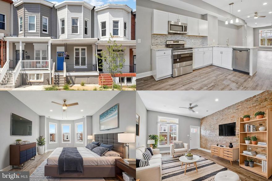 Beautifully renovated brick-front townhouse nestled in the heart of Baltimore. This charming home blends classic character with modern updates, and features a fully finished basement designed for extra living space, entertainment, or a private guest suite. Step inside to find a light-filled open layout with stylish finishes and 9-ft+ ceilings in the living area that enhance the sense of space. The main level offers a comfortable living room that flows seamlessly into the dining space and updated kitchen, while beautiful flooring and neutral paint tones create a warm, move-in-ready atmosphere. Downstairs, the fully finished basement offers additional versatility with plush carpeting, a full bathroom, and a dedicated laundry area—ideal for a recreation room, home office, or extended stay guests. Located within minutes of Coppin State University, public transportation (routes including Bus 26, CityLink Navy/Gold, Route 85 & 29), parks such as Bentalou Recreation Center, and major commuter routes, this home is ideally situated on a quiet block with easy on-street parking. A must-see for those seeking comfort, convenience, and modern living in the city.