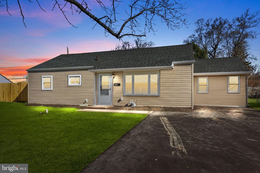 Welcome to Beautifully Renovated Rancher in Fairless Hills Neighborhood! This gorgeous property is a wonderful opportunity to own a newly rehabbed single family home in Fairless Hills, PA ! As you pull into the wide Brand New driveway, you will notice that there is room for up to 4 cars. Completely remodeled with attention to detail and some highlights are a Brand new Siding & Roof, New Modern laminate flooring throughout the House, Updated Modern bathroom, The gourmet kitchen with modern white cabinetry, newer stainless steel appliances and Calacatta countertops with Amazing center island and Backsplash! Huge Brand new fenced in backyard and Pavers! Brand New Central HVAC & A/C along with new hot water heater ! This home is central and easily commutable with access to all major throughways!  MAKE THIS YOUR NEW HOME TODAY!!