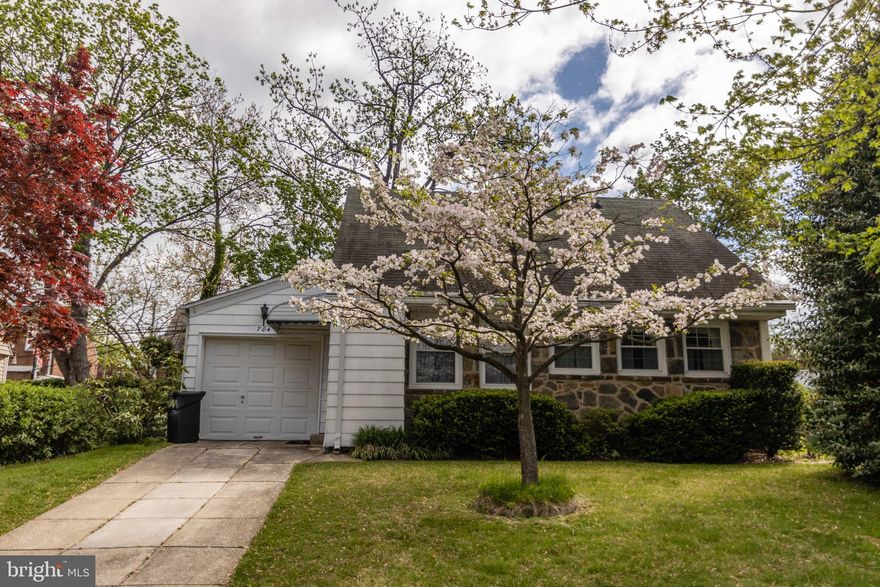 Welcome to this charming midcentury  cape cod!  The inviting living room and dining room are freshly painted and newly carpeted!   The bright country kitchen features timeless maple cabinets, a gas stove and more!  There is a convenient roomy first floor bedroom and a lovely ceramic tile hall bath.   The second floor features a spacious bedroom with a sitting/office area....a perfect retreat!
The basement has the laundry with a Maytag washer and dryer.
This home offers an oasis of beautifully landscaped grounds
Conveniently located to Swarthmore College, schools, library, shopping, dining, trains, bus & airport!  Ridley Township offers a state of the art high school, a fantastic public library AND a Marina!
Mechanics have been updated through the years.  Home being offered "as is".