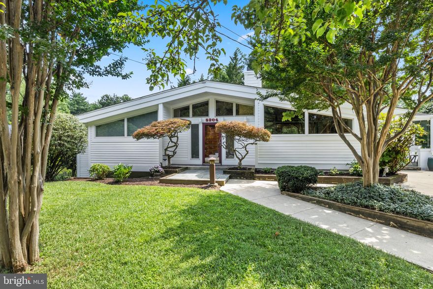 Owned by a local architect for over fifty years, this mid-century modern treasure offers more than just living space—it provides a piece of architectural heritage! This home has been meticulously maintained and expertly updated to harmonize vintage charm with contemporary comforts. Thoughtfully expanded while retaining its iconic mid-century modern lines, the home features formal living and dining rooms, along with a charming kitchen with a cozy seating area and attached family room. With four bedrooms, three full baths and plenty of space for a private home office, this property seamlessly combines style with functionality. The walk-out lower level offers more living space, plus laundry, storage and a workshop. Retreat to the private stone patio via the lower-level family room. Unique details include vaulted wood ceilings, layered lighting, rich tile colors, skylights and abundant architectural details and curated finishes. The beautifully landscaped yard includes mature trees and plantings, providing a serene outdoor escape. Situated in one of Bethesda's most walkable neighborhoods, the location provides easy access to great restaurants, shopping, parks, Metro, the Bethesda Trolley Trail and more.