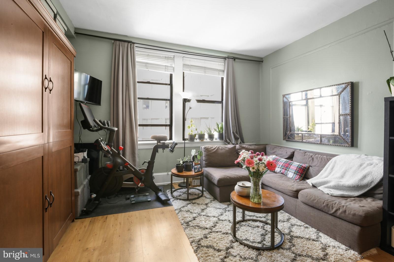 Available Now:
Welcome to 1324 Locust St #1418! This is a lovely Studio condo in the incredible Arts Condominium with UTILITIES INCLUDED and unbelievable building amenities. Enter into the studio to view gorgeous hardwood floors, a full wall of large windows allowing tons of natural light, and a ceiling fan for year-round comfort. A Murphy bed provides space and convenience, and the dark wood matches your L-shaped kitchen. Kitchen features include dark granite countertops, tile backsplash, breakfast bar, microwave, modern shaker style cabinets, and a full-size stainless steel refrigerator. The full bathroom boasts tile flooring, white subway tiling along the walls and surrounded the shower/tub combo, and a vanity with additional storage options. Located in the Arts Condominium with building amenities that include a 24-hour front desk concierge, elevators, a stunning lobby with secure entry, fitness center, resident lounge with TV and couches, and laundry room. Schedule your showing today! The following furnishings are included: Murphy bed, couch, coffee table, bar stools, and two bookshelves (all except the Murphy bed can be removed at the tenant's request).
Lease Terms:
Generally, first month, last month, and one month security deposit due at, or prior to, lease signing. Other terms may be required by Landlord. $55 application fee per applicant. Water, gas, electricity, and internet are included in the monthly rental price. Tenants responsible for in-unit cable and $350 move-in fee. Landlord Requirements: Applicants to make 3x the monthly rent in verifiable net income, credit history to be considered (i.e. no active collections), no evictions within the past 4 years, and must have a verifiable rental history with on-time rental payments. Exceptions to this criteria may exist under the law and will be considered.
Pets are conditional on owner’s approval and require an additional monthly pet fee, if accepted. 1 pet maximum per unit. Building pet registration and policy: $120 nonrefundable pet registration fee, and $10 freight elevator fee, which must be used for pet transportation. 40lb weight limit for pets. Breed restrictions apply – please speak to a listing agent to discuss pet policy details.
The fee to use the Bike Storage Room is $50.00 and tenants are provided with a key to the room. There are bike racks in the room and it is totally up to the tenant whether they wish to secure their bike with a lock. The room, itself, is locked and only available to other residents with keys to the room. Residents using the Bike Room need to know that bikes can only be transported through our side entrance and then their bike must be carried through the lobby, down the steps and into the Bike Room. It is permissible to keep your bike in your condominium, as an alternative, in which case the resident will purchase a key to the freight elevator for $10.00.