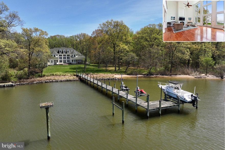 MAJOR PRICE ADJUSTMENT on this incredible property! You could not build this home in this location for this amount! Located on a private 2.5-acre lot with over 300 ft of West River waterfront, 1346 E West Shady Side Road offers immediate access to the Chesapeake Bay via a private pier with lifts for jet skis and a boat. This grand home combines luxury, craftsmanship, and stunning water views.

The double-story foyer, with a Schonbeck chandelier and floating staircases, opens to a fabulous great room and waterside porch. The floor plan includes two main-level primary suites with gas fireplaces, an informal dining area, great room with two-story ceiling, and a chef’s kitchen with Sub-Zero and Wolf appliances, all overlooking the water. Hardwood floors and unique features, like a water view window through the stone fireplace, make the home even more special. 

The second floor has four bedrooms with ensuite bathrooms, a bonus room, and an elevator servicing all three levels. The third floor has two more bedrooms, a bathroom, and a casual seating area—ideal for guests or as an au pair suite. The oversized four-car garage includes space for a boat or RV. Outside, a large terrace leads to the private beach and pier. The property is equipped with geothermal heating and cooling, multiple hot water heaters, and two backup generators. Just an hour from Washington DC and 40 minutes from Annapolis, this is an unparalleled waterfront retreat.