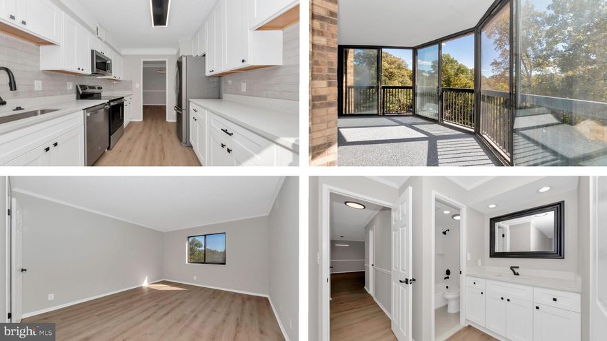 Beautifully updated from top to bottom, this spacious two-bedroom, two-bath home offers modern finishes, a bright layout, and peaceful tree-lined views. The large enclosed sunroom provides year-round enjoyment and extra living space, while the generous living and dining areas are perfect for entertaining or relaxing. The kitchen and baths have been fully updated, complemented by new flooring, lighting, and beautiful trim work. The primary suite features a walk-in closet and renovated ensuite bath, and a separate laundry room with full size front loading machines that add everyday convenience.
Garage parking(estimated to be a $35,000 value bonus) and storage are included, with resort-style amenities such as a pool, gym, café, tennis courts, EV charging, and a free shuttle to Metro—all just minutes to Old Town Alexandria and National Harbor. With so much at your fingertips, this is a must-see!