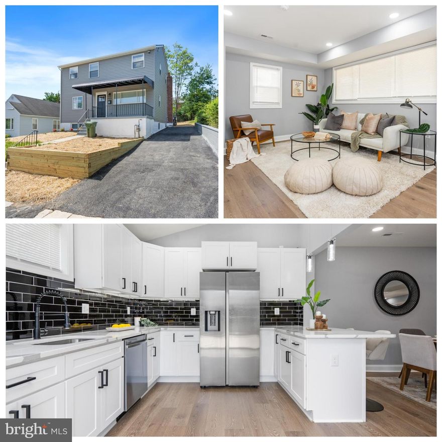 Beautifully renovated 5 bedroom 4 full bathroom home. Inviting front porch. Step inside this gorgeous home to be met with a light, bright, contemporary style.  Plenty of living space to relax and enjoy. First level bedroom with direct connecting bathroom. Walk through the dining area to the Kitchen. Kitchen features high ceilings, new cabinets, island space, quartz counter tops, and SS appliances. Walk out from the Kitchen to your deck that overlooks the fenced in yard. Large backyard ready for SUMMER! 3 bedrooms on the upper level. The primary bedroom with full bathroom and walk-in closet. Lower level is fully finished with a bedroom and another full bathroom.