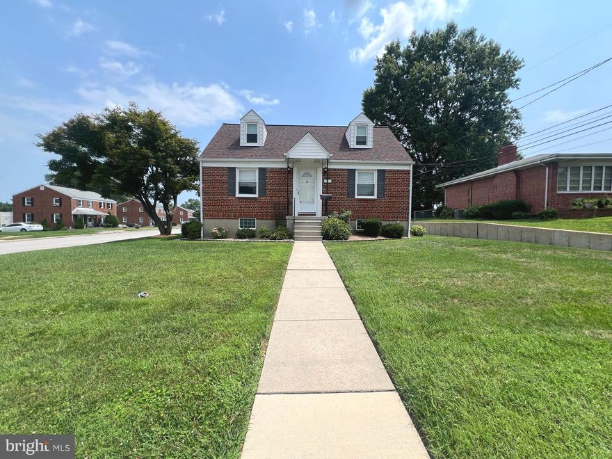 Immaculate Cape Cod with 3 bedrooms and 1 full bath in sought after Nottingham.  Beautiful corner lot with level yard and driveway.  New kitchen with stainless steel appliances and cedar shake style cabinet. Kitchen door leads to a covered deck for relaxing and enjoying time with friends and family.  Spacious living and dining rooms along with 2  bedrooms and hallway full bathroom on main level.  The upper level has a spacious bonus room which could easily be a office/den/playroom and a large bedroom plus lots of storage.  The lower level features a huge family room, storage, laundry and a 1/4 bathroom. There is a walkout to the rear lawn from the lower level to a patio and access to deck.  Lawn care included in the rent.  Conveniently located to 695 & 95, major commuter routes, schools, shopping and restaurants.