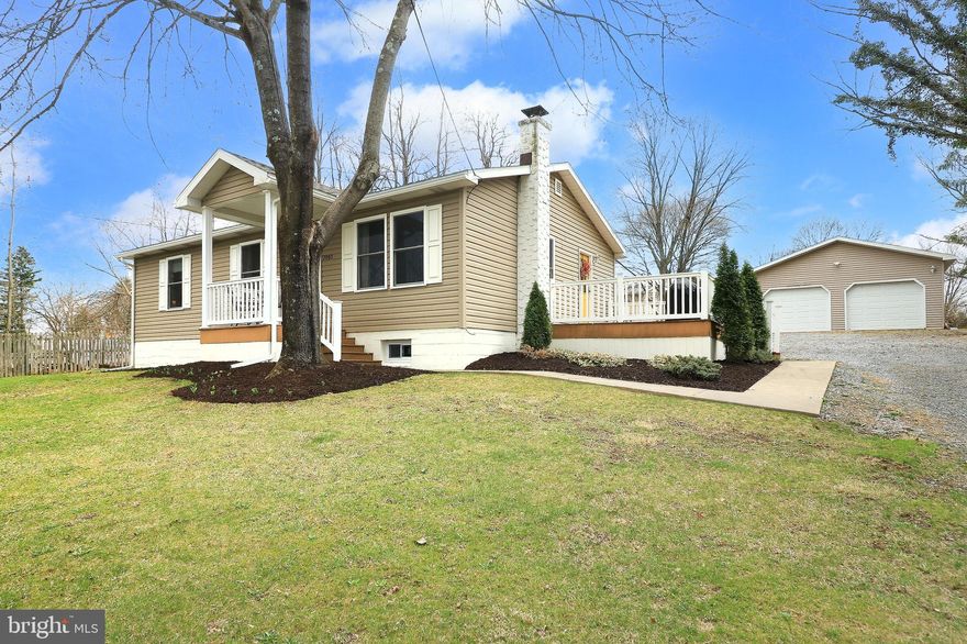 Charmingly designed & updated, you'll love this sweet cottage style ranch in Stormstown! Nestled on a third of an acre in SCASD, this darling 3 bed, 1 bath home features a cute front porch, beautiful French Oak LVP flooring, serene paint palette, central AC, and just enough space for your loved ones! Spend gentle afternoons in the sun soaked living room perfect for cozying up with your favorite book or having friends over for a game night. Enjoy the nicely updated kitchen with new countertops, light cabinets, LVP flooring, SS appliances, a farmhouse sink, tile backsplash, pot racks, and a side door. Share delicious meals in the eat-in dining area or invite neighbors over for a summertime BBQ on the side composite deck! You'll appreciate having three nice main level bedrooms and full bath with tub/shower, artistic painted floors, and linen storage. The unfinished lower level is great for storage and also features an unfinished but tiled floor play area great for rambunctious rainy days. You'll love the big flat backyard with privacy fence and tree line as well as the detached 2 car garage perfect for hobbyists and additional storage. A quick picturesque drive to the north end of town or campus allows you to enjoy the peace and beauty of the countryside without losing the convenience of a quick commute. With Way's Fruit Farm just down the road and the community park across the street, there's lots to enjoy right in your neighborhood too! This wonderfully maintained and updated home is move-in ready. Welcome home!