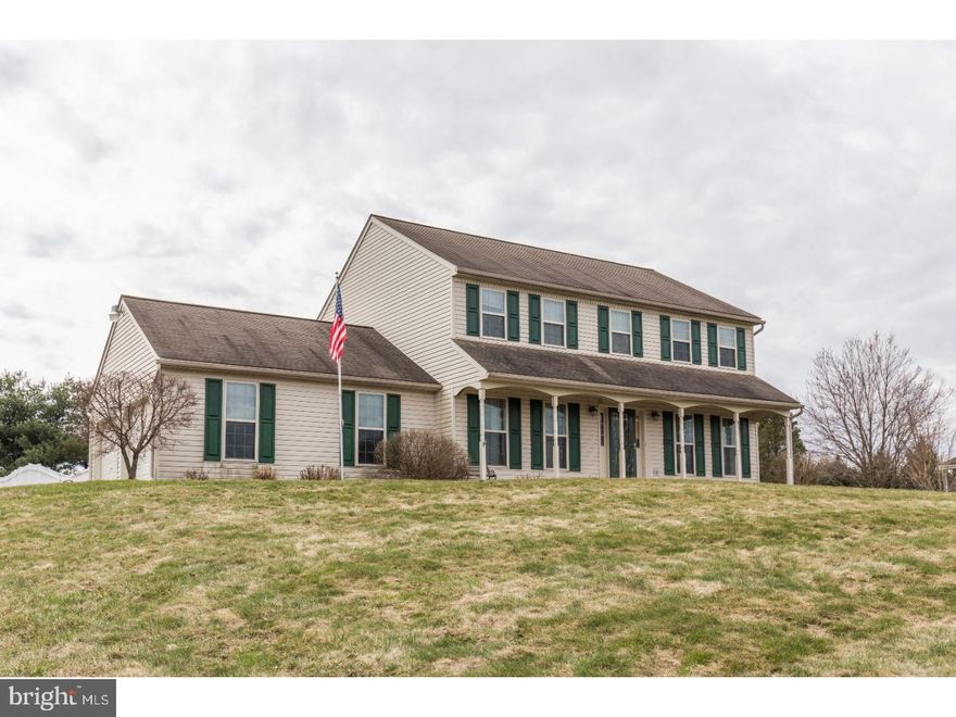 This beautiful colonial home in the country sits on more than one acre of land. Drive up the driveway big enough to park multiple cars. Need more room for cars? There's an attached two car garage.  The first floor has gleaming hardwood floors in the foyer, a familyroom with a stone fireplace, a sitting room, dinning room, a powder room and a kitchen with an island. There is an addition off the kitchen and familyroom that is large enough for a huge dinning room table that sits 10. Up the steps there is a master bedroom with two closets, one that is walk-in and a master bath.  Three more generous bedrooms, a hall bath and a linen closet finish off the second floor.  Another Main feature of this home is the two story shed. In the back yard there is an above ground pool with a very large 22 x 30 maintenance free deck.