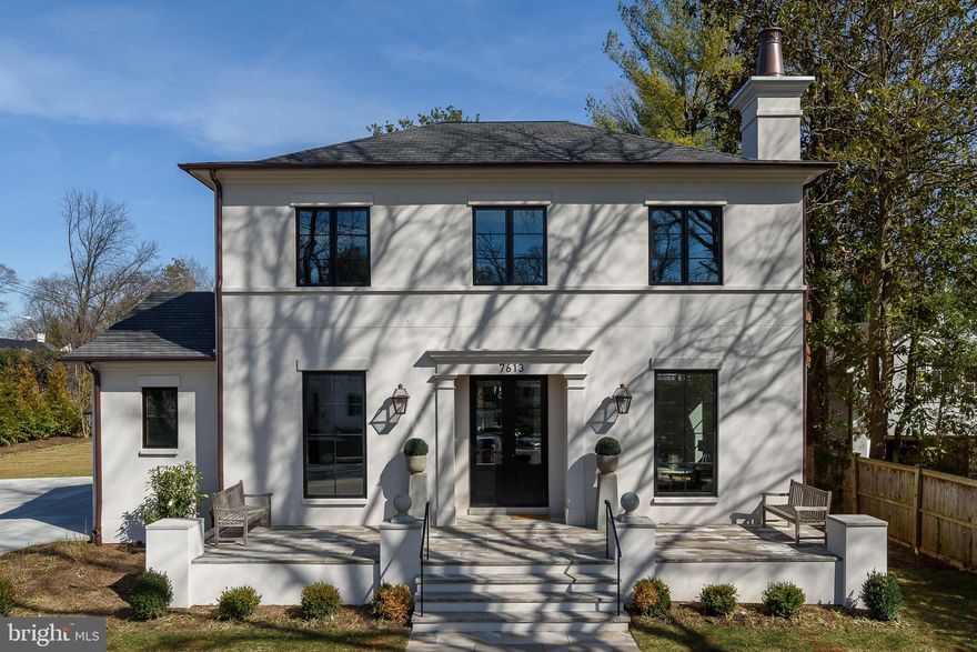 $100,000 PRICE REDUCTION!  MUST SEE THIS SPECTACULAR EDGEMOOR HOME.......welcome to 7613 Glenbrook Road, a stunning European inspired masterpiece, located in desirable Edgemoor. Beautifully constructed with hand-troweled stucco exterior, natural stone terraces, shingle roof and custom floor to ceiling windows, there's simply no other home that compares. Twelve-foot ceilings on the main level with extensive glass allow for an abundance of natural light and the open floor plan is conducive to both grand scale entertaining and comfortable family living. The finish level is exquisite, with the finest materials carefully selected for the most discerning buyer and no detail has been overlooked. Some of the very special features are: chef's kitchen with large pantry and wet bar; glass enclosed breakfast room; stunning great-room with wood burning fireplace; embassy sized dining room; living room with wood burning fireplace; 4 bedrooms upstairs, all with en-suite bathrooms and walk-in closets; large lower level with large recreation room, bedroom suite and gym. Home is elevator ready on all levels. Rarely does a property of this beauty and elegance come to market.