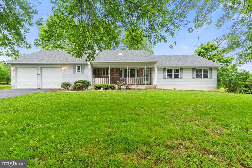 Well-maintained rancher on 1-acre at the end of a tranquil cul-de-sac in the established community of Cloverdale. Step into the heart of this home, where the warmth of a double-sided fireplace greets you in both the kitchen and the living room. The kitchen dining area boasts a skylight, built-in bench and bay window. The living room enchants with cathedral ceilings skylights and gleaming hardwood floors. The sunroom beckons with windows all around, built-in shelves, and offers seamless access to the lovely rear yard. Retreat to spacious bedrooms, including a primary suite with dual closets and an attached en suite. The improved walkout basement provides ample space for customization, featuring a built-in workbench and closets. Practical upgrades include a whole-house water filter, humidifier, and a brand-new propane HVAC and hot water heater. Recent roof replacement. High-speed internet. Enjoy easy access to Winchester, Leesburg, and Frederick. Accessible modifications throughout.