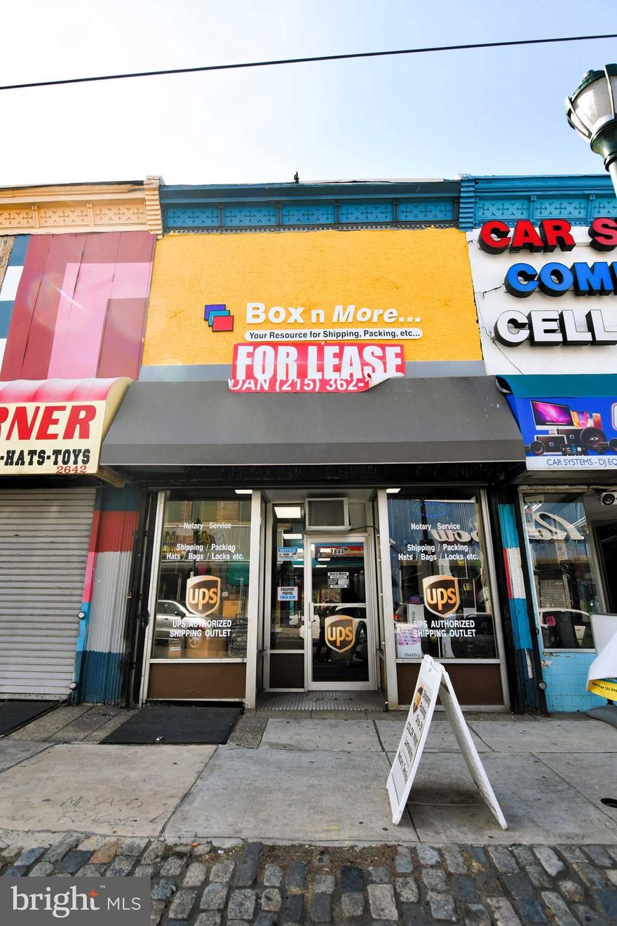 Introducing a truly remarkable investment opportunity that aligns perfectly with your esteemed investment philosophy and long-term vision. Welcome to  2644 Germantown Ave, is located in the highly visible business district in Germantown and heavy traffic road.  Currently owner operates a shipping & packaging business.  Upstairs are used as storage currently, but has a potential for more income generate space.  This incredible property will be your approach to long-term investments and commitment to ethical values resonate with the core of opportunity. Your astute decision-making and focus on real estate, rather than stocks, make you the ideal candidate to seize this investment will make a meaningful impact on your business career and future assets