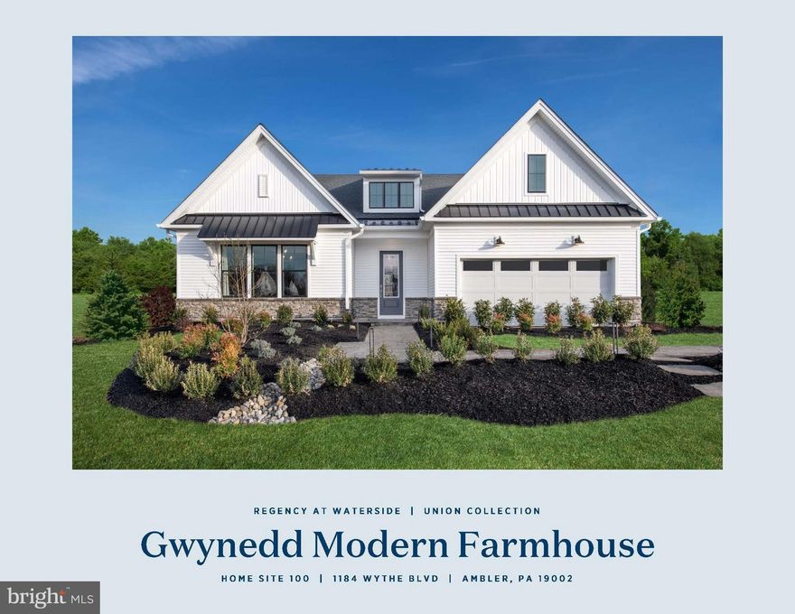 Welcome home to Regency at Waterside.  and the popular Gwynedd design.  This Quick Move-In home is available immediately, and will be sold fully furnished! This home was used as our model home and is an tremendous opportunity to have all of the high end features, professionally decorated and prime location in the community. This home features 3 bedrooms, 2.5 bathrooms, office, and workspace all on one floor living. This spacious open concept layout lends itself to todays desirable way of living today with plenty of entertaining room for your guests.  Amazing gourmet kitchen with large island and Wolf steel appliances.  The high light is 10,000 square foot clubhouse featuring an indoor pool, outdoor pool, bocce courts, putting green, dog park and so much more.