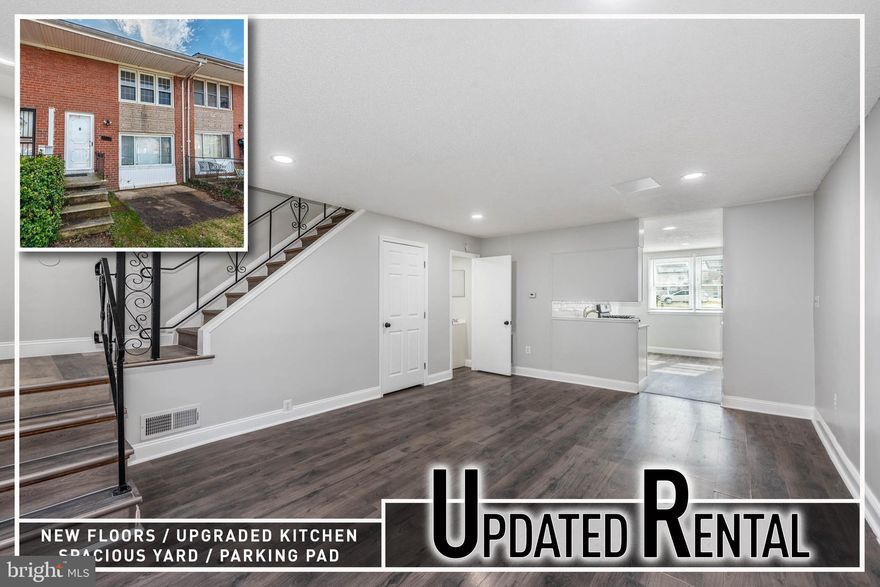 SPACIOUS UPGRADED RENTAL WITH OFF STREET PARKING!  Property is newly updated with all new flooring, a spacious living room and dining area, a Chef's kitchen with ss appliances & Quartz counters, a convenient main level half bath, upper level with 3 bedrooms and 1 full bath, and a spacious rear yard with a gated parking pad.  Conveniently located close to shopping and major commuter routes.