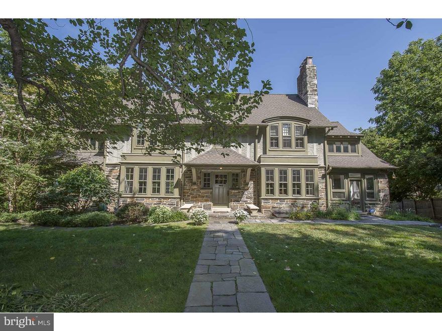 UPON entering this beautiful home it mirrors a page in your favorite design magazine. The entrance hall is filled with light, inviting and also gracious. Each room embraces character and detail that includes an elegant staircase, generous openings to the formal rooms  and hardwood floors everywhere. French doors and large windows adds to the beauty of the rooms. The fully equipped kitchen,  with Stainless Steel appliances and oversize Farm sink is what every owner wants. There is an abundance of cabinetry and expansive granite counters which provide great work space including upscale lighting. The Butler's Pantry, newly done, works especially well for entertaining, formal or informal. You'll spend much of your time enjoying the terrific Sun Room/Family Room with a large stone Fireplace surrounded by windows overlooking the property. This home is perfect for entertaining because of the expansive Living/Great Room and Dining Room both with Fireplaces.  Your family and friends can relax by the pool and enjoy many meals on the patios. See this Special Stone Home on a quiet road in a very desirable neighborhood. The bonus is a walk to the Train Station, School, Narberth and Shops.