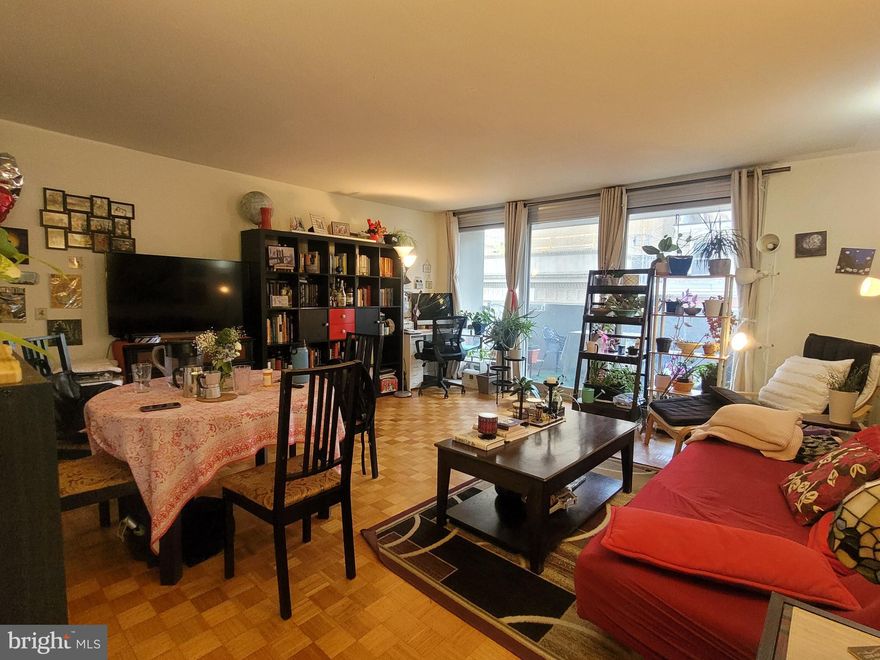 Spacious one bedroom with a private balcony at The Dorchester located on Rittenhouse Square. Enter through the foyer with large walk-in closet into the spacious great room offering ample space for various living and dining furniture layouts and access to the private balcony with treetop sunset views. Adjacent is the updated kitchen with flat panel wood cabinetry, gray countertops, white tile backsplash, stainless steel appliances, tile floor, and passthrough overlooking the great room. The spacious bedroom enjoys a wall of oversized windows, large wall closet, and use of the adjacent hall bathroom with white tilework throughout, white vanity, and tub shower. Additional highlights include a stacked Bosch washer/dryer in the kitchen and parquet wood floors throughout. Residents of The Dorchester enjoy a twenty-four hour doorman and all utilities are included in the condo fee except basic cable/internet. Use of the building’s state-of-the-art fitness center, seasonal rooftop pool club, and valet parking in the building’s underground garage are available for an additional fee (subject to availability). No pets permitted. Location is everything...Rittenhouse Square was ranked the 6th best neighborhood in North America with 175 restaurants and 199 retailers within a three block radius. Be within close walking distance to the Market Street office corridor, The Avenue of the Arts and University City. 30th Street Station and Philadelphia International Airport are only minutes away.