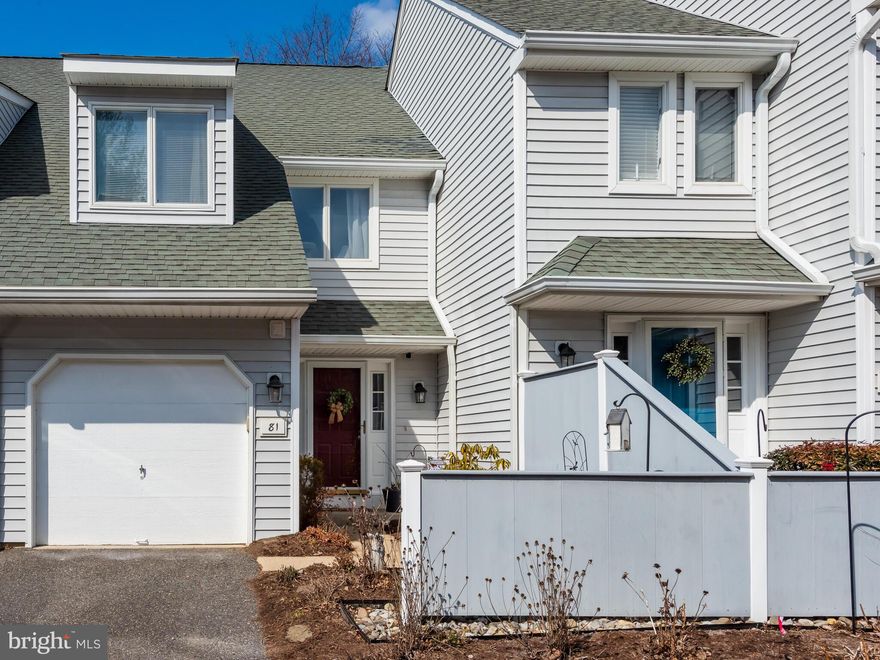 Open House Cancelled! This 3BR, 2.5BA townhouse w/finished basement in Orchard Valley is just minutes from Longwood Gardens, the shops/restaurants of Kennett Square and Rts 1 and 202
for quick commuting access. A perennial garden borders the walkway to the
covered front porch. Enter into the tile foyer which leads to the kitchen w/wood
cabinetry and stainless steel appliances and opens to the DR and LR w/crown
molding. A wood burning fireplace w/slate surround and custom reclaimed barn
wood mantle and shelving is a focal point! The French door opens to the newer
deck(2020) w/a private landscaped view of evergreens, grasses and shrubs. A
charming half bath completes this level. Upstairs find the primary BR w/walk-in closet and recently updated bath-tile flooring, vanity, shelving, lighting and fixtures(2023).The second bedroom is next
to a large tiled hall bath, also w/updated lighting and vanity. Convenient 2nd fl
laundry! The spacious third floor enclosed loft is truly private-can be a BR/office/
playroom. Berber carpet, two skylights, shelving, large closet and ceiling fan
complete this spacious retreat. Finished basement w/wet bar and laminate flooring adds an extra 300+ sq ft of living space. This terrific game/recreation area offers unfinished storage space as well
w/work benches and laundry tub. Garage with overhead cabinet storage and
keyless entry completes this home. Nature welcomes you to this community w/
blossoming trees, woodlands w/hiking paths and a large lighted pond-a
wonderful place to live!