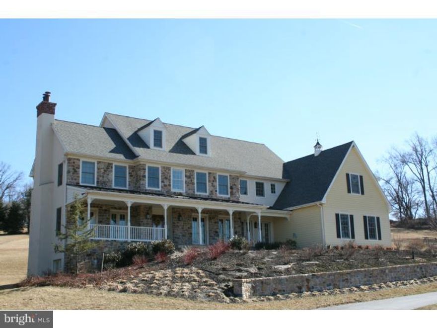 Extraordinarily fine 4 yr Custom Home built with PA Fieldstone & resilient Fiber Cement siding on beautiful 3 acre site. Copper roof on expansive Front Porch(11' x 40') that provides breathtaking far-reaching views over protected countryside to enjoy year round, stunning sunsets views, an elegant outside living room during the summer months with ceiling fan, lighting & speakers for the audio system.  A Classic home that combines style, comfort and integrity of materials.  Numerous special features include: Rarely awarded to single homes "Energy Star" certification, geo-thermal heat for both low cost cooling/heating, Solar Panels on rear roof, radiant heat under floor in kitchen, morning room, mudroom, guest and master en suite bathroom and throughout the main areas of the finished basement, Whole house Auto-Start propane generator, state-of-the-art Savant System provides security with multiple exterior cameras, audio(inside and outside the home), visual and climate-control. All can be monitored remotely from an iPad or iPhone(the magic of Technology!); Central vacuum and water conditioning system Soaring 9' ceilings on 1st & 2nd Floors provide a dramatic effect rarely seen in any home built today!  There is particular attention to extensive custom millwork, incredible custom lighting throughout and fine details like Dutch door from Kitchen to Mudroom. Copper roof on Covered rear porch(11'x20') with bead board ceiling, flagstone floor, ceiling fan, lighting and outlet, step down to large entertainment flagstone patio(14'x20' and 25'x26') with a view of expansive rear grounds. Family Room w/ Gas Fireplace, built-in cabinets, 2 sets French doors to Front Porch, Gourmet Kitchen w/ Luxury Gourmet Chef's kitchen w/ family-size Granite Island(3'x11'), Thermador range with gas 6-burner cooktop & triple combo unit, built-in Fridge/Freezer, Bosch DW and wine chiller, Dining Room w/ site-finished random width red oak floors and 2 sets of French doors to Front porch, Library/Office w/ random width red oak hardwood flooring, light oak built-in cabinetry & 2 sets of French doors to Front porch, Guest Suite on 1st Floor w/ walk-in custom fitted closet, red oak hardwood floor, Full Bathroom & outside entry to patio. Mudroom w/ built-in cubby, 2 closets, Full Bathroom & outside entry.  Finished Lower Level w/ outside entry and multiple windows to provide lots of natural daylight, Media Rm, Exercise Rm, & Bar/Pool table area & Full Bathroom. A Custom Gem that will not last!
