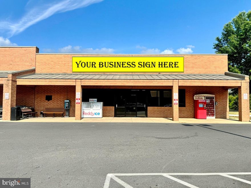Located in the heart of Federalsburg in Bloomingdale Square, this Commercially Zoned, Class-A, end cap 6387 square foot facility is cleared and delivered as a vanilla box, ready for a new business. The 2022 AADT on Federalsburg Highway is 4000 and the AADT on Bloomingdale Rd is 6500+. Located amongst other thriving businesses; Food Lion, McDonalds, Domino's Pizza, H&R Block, and others, with a huge parking lot including other abled vehicle spots. This unit has a roll in front entrance and 2 ADA laid out compliant restrooms. Additional storage and electrical panels in the rear of the shop. The storefront has 6 plate glass windows for light and product display, two parking lot entry doors, one side emergency exit door, and one rear emergency exit door leading to the trash collection area. There are four HVAC units for energy sufficient comfort. The price per square is $54 with a current monthly CAM of $800. The parking lot and drive have been recently paved and the grounds are professionally maintained. Food Lion is the anchor business prohibiting a supermarket in this unit. Perfect space for a restaurant, furniture store,  game shop, bike shop, computer/appliance retail or service store, music shop/school, daycare center, flooring center, hardware store, house of worship, antique shop, pool/spa supply center, bakery/coffee shop, etc. Use the entire floor space or divide down the center and lease out one side as each side would have its own front public entrance. The CAM charge covers all exterior parking, parking lot lighting, pylon sign maintenance, sidewalks, landscaping, lawn care, parking space painting, entry signs, trash removal. Owner is responsible for building upkeep and utilities, insurance, taxes.