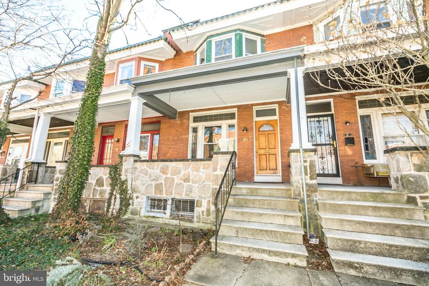 Well maintained porch front home on great block in Charles Village. Freshly painted, nice parquet hardwood floors, decorative fireplace & more. Replacement windows, ceiling fans in each bedrooms, Full basement. Garage & additional off street parking.  Subject to Charles Village Benefits tax.