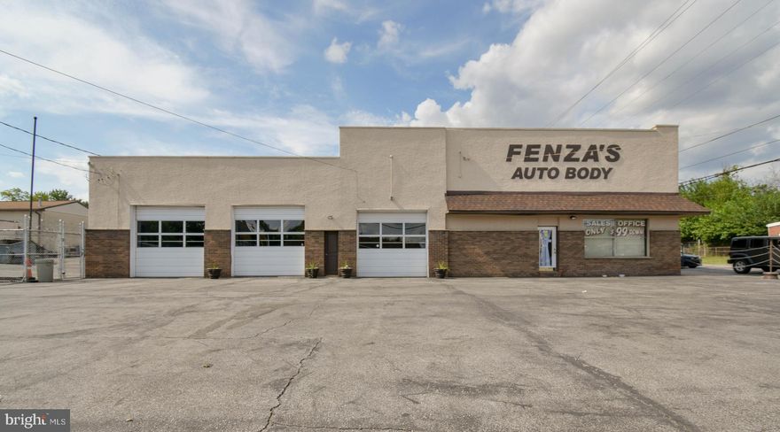 A fantastic opportunity to own and operate this well established landmark since 1955. Many times "Best of Delco" and still going strong, we bring to you "Fenza's Auto Body". Sitting on a corner lot with approximately 1 acre of land on a high traffic intersection, the building consist of 8,000 sq ft with 7,500 sq ft dedicated to shop and 500 sq ft to office (an additional 500 sq ft can be added on as well).  Multiple lifts, drive in doors, newer paint booth and more (see list of equipment). The business is being sold with the real estate.