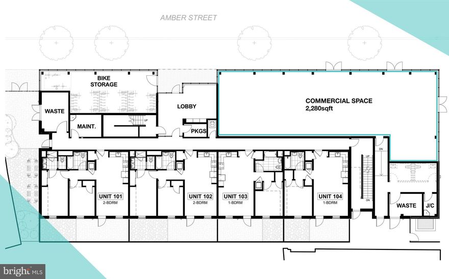 Available Late September:This brand new commercial space will be available for rent this fall. Currently under construction, future tenants have the opportunity to customize the space to suit their business needs! This unit is on the first floor of a new building in the Kensington neighborhood of Philadelphia- very close to Fishtown. Surrounded by local favorites including Philadelphia Brewing Co., Cook and Shaker, Red Brick Craft Distillery, Amalgam Comics & Coffeehouse, and around the corner from Pop's Park and Frankford Avenue Garden. Ideally positioned in the heart of development, there are several hundred new construction residential units under construction within a .25 mile radius offering more clients and customers for your business.This commercial unit is divisible into two spaces, but may also be leased as one large unit. Unit A (1,263sqft), Unit B (933sqft), or the whole space (2,280sqft). Each offers plenty of natural light and visibility from the large windows facing Amber St. The building will be professionally managed, with 31 residential units neighboring your storefront. Zoning is CMX2 which allows for varied uses including office, retail, & restaurant. NNN lease. This commercial can be divided between multiple tenants, and owner is willing to discuss custom subdivision options.